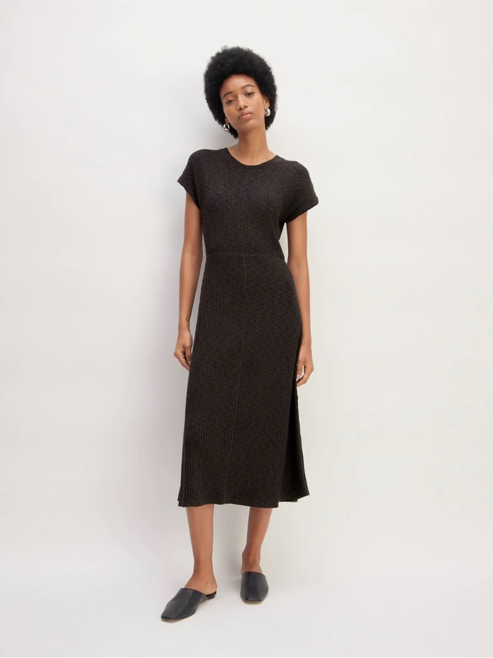 Everlane The Rib-Knit Cap-Sleeve Midi Dress